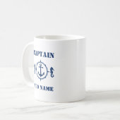 Blue Seahorse Anchor Captain Naam toevoegen of Boo Koffiemok (Voorkant links)