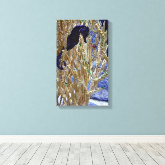 Blue Seahorse Canvas Afdruk (Insitu (Houten vloer))