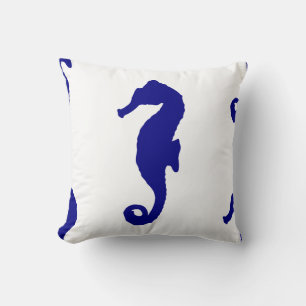 Blue Seahorse Coastal Pattern Kussen