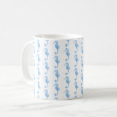 Blue Seahorse Coastal Pattern Mug  (Devant gauche)