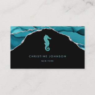 Blue Seahorse logo Design Visitekaartje