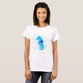 Blue Seahorse on Distress Background T-shirt (Voorkant volledig)
