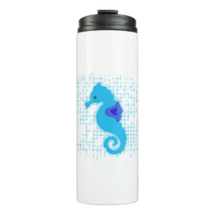 Blue Seahorse on Distress Background Thermosbeker