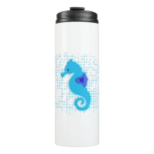 Blue Seahorse on Distress Background Thermosbeker (Voorkant)