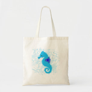 Blue Seahorse on Distress Background Tote Bag