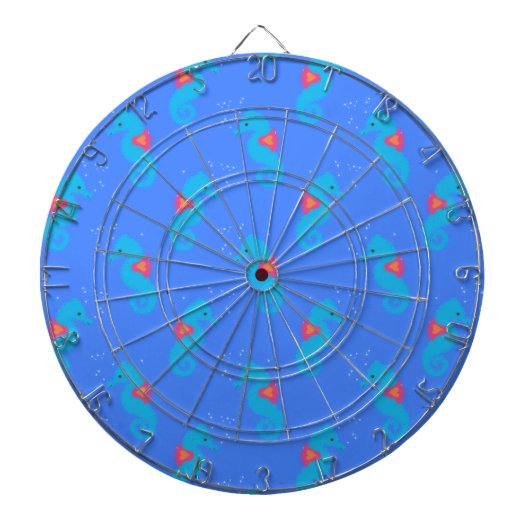 Blue Seahorse Pattern Dartbord (Voorkant)