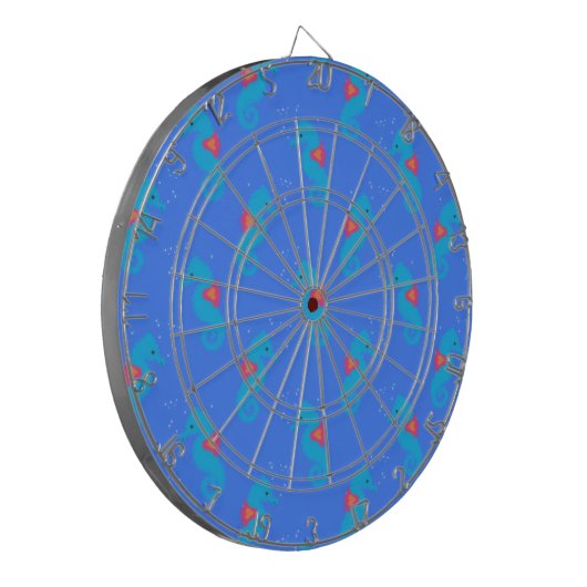 Blue Seahorse Pattern Dartbord (Voorkant Links)
