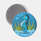 Blue Seahorse Personalized Magneet (Voorkant / Achterkant)