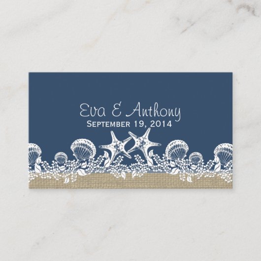 Blue Seashell Beach trouwplaats kaarten Plaatskaartje (Voorkant)