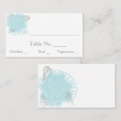 Blue Seashell Beach Wedding Cartes de lieu de mari (Devant / Derrière)