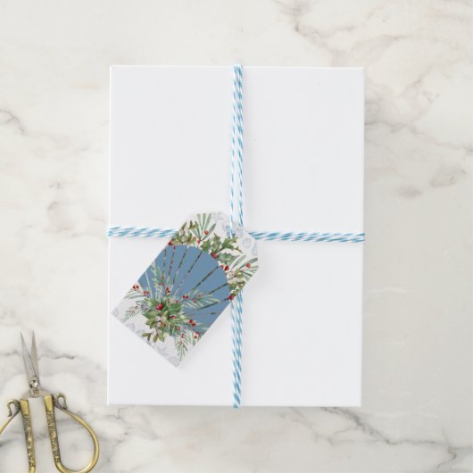 Blue Seashell Coastal Christmas Cadeaulabel (Met Touw)