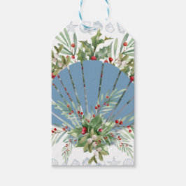 Blue Seashell Coastal Christmas Cadeaulabel
