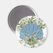 Blue Seashell Coastal Christmas Magneet (Voorkant / Achterkant)