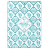 Blue Seashell Diamond Nautical Beach Monogram Klembord (Achterkant)