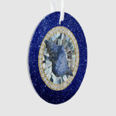 Blue Seashell Jewel Blue Faux Glitter Ornament (voorkant)