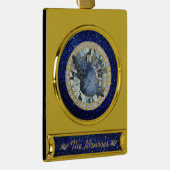 Blue Seashell Jewel Blue Faux Glitter Verguld Banner Ornament (Rechts)