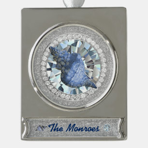 Blue Seashell Jewel Verzilverd Banner Ornament