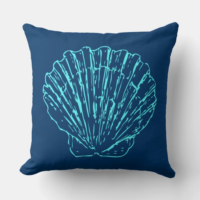 Blue Seashell Kussen (Voorkant)