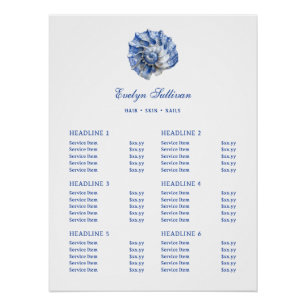 Blue Seashell Logo prijslijst Glossy Perfect Poster