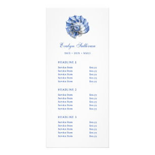 Blue Seashell logo prijslijst rackkaart Reclamekaart