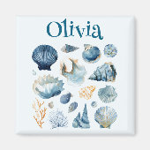 Blue Seashell Magnet | Custom Name (Devant)