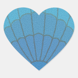Blue Seashell Mosaic Hart Sticker