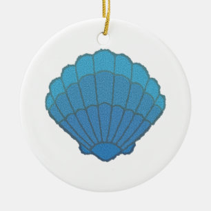 Blue Seashell Mosaic Keramisch Ornament