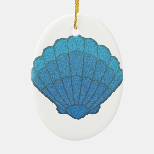 Blue Seashell Mosaic Keramisch Ornament (Voorkant)