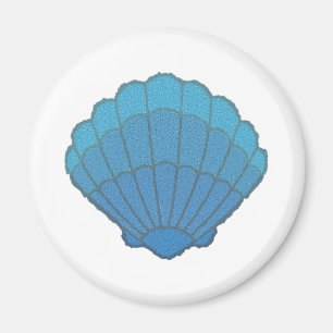 Blue Seashell Mosaic Magneet