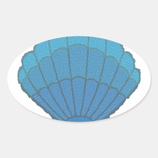 Blue Seashell Mosaic Ovale Sticker (Voorkant)