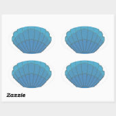 Blue Seashell Mosaic Ovale Sticker (Vel)