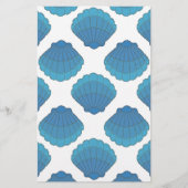 Blue Seashell Mosaic Pattern Briefpapier (Voorkant)