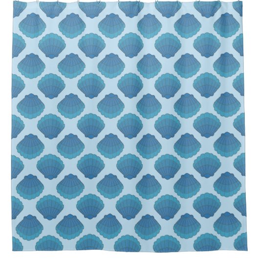 Blue Seashell Mosaic Pattern Douchegordijn (Voorkant)
