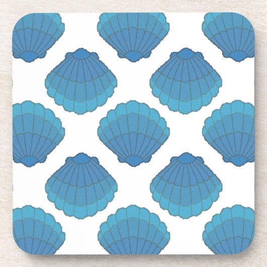 Blue Seashell Mosaic Pattern Drankjes Onderzetter (Voorkant)