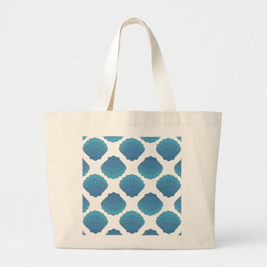 Blue Seashell Mosaic Pattern Grote Tote Bag (Voorkant)