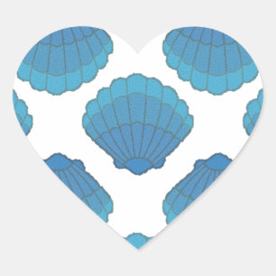 Blue Seashell Mosaic Pattern Hart Sticker