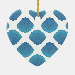 Blue Seashell Mosaic Pattern Keramisch Ornament