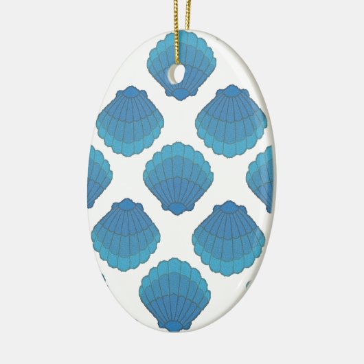 Blue Seashell Mosaic Pattern Keramisch Ornament (Links)