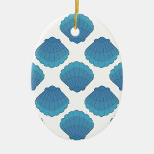 Blue Seashell Mosaic Pattern Keramisch Ornament