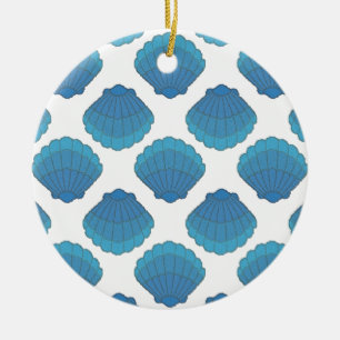 Blue Seashell Mosaic Pattern Keramisch Ornament