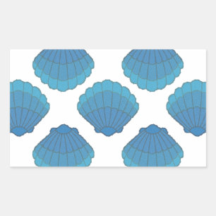 Blue Seashell Mosaic Pattern Rechthoekige Sticker