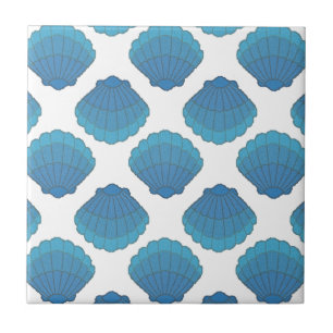 Blue Seashell Mosaic Pattern Tegeltje