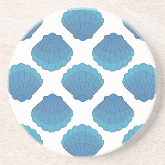 Blue Seashell Mosaic Pattern Zandsteen Onderzetter (Voorkant)