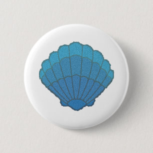 Blue Seashell Mosaic Ronde Button 5,7 Cm