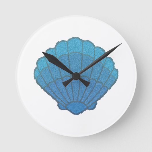 Blue Seashell Mosaic Ronde Klok (Voorkant)