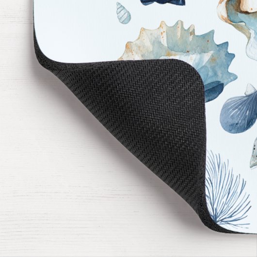 Blue Seashell Mouse Pad | Custom Name Muismat (Hoek)