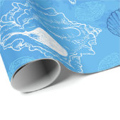 Blue Seashell onderwater Cadeaupapier (Rol Hoek)