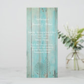 Blue Seashell op Wood Beach bruiloft programma (Staand voorkant)