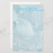 Blue Seashell Personal Stationery Briefpapier (Voorkant / Achterkant)