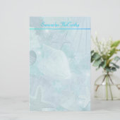 Blue Seashell Personal Stationery Briefpapier (Staand voorkant)
